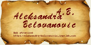 Aleksandra Belovanović vizit kartica